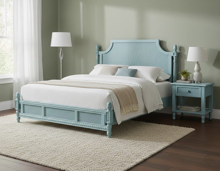Azure Royale Bed: A Timeless Blend of Elegance & Soft Hues