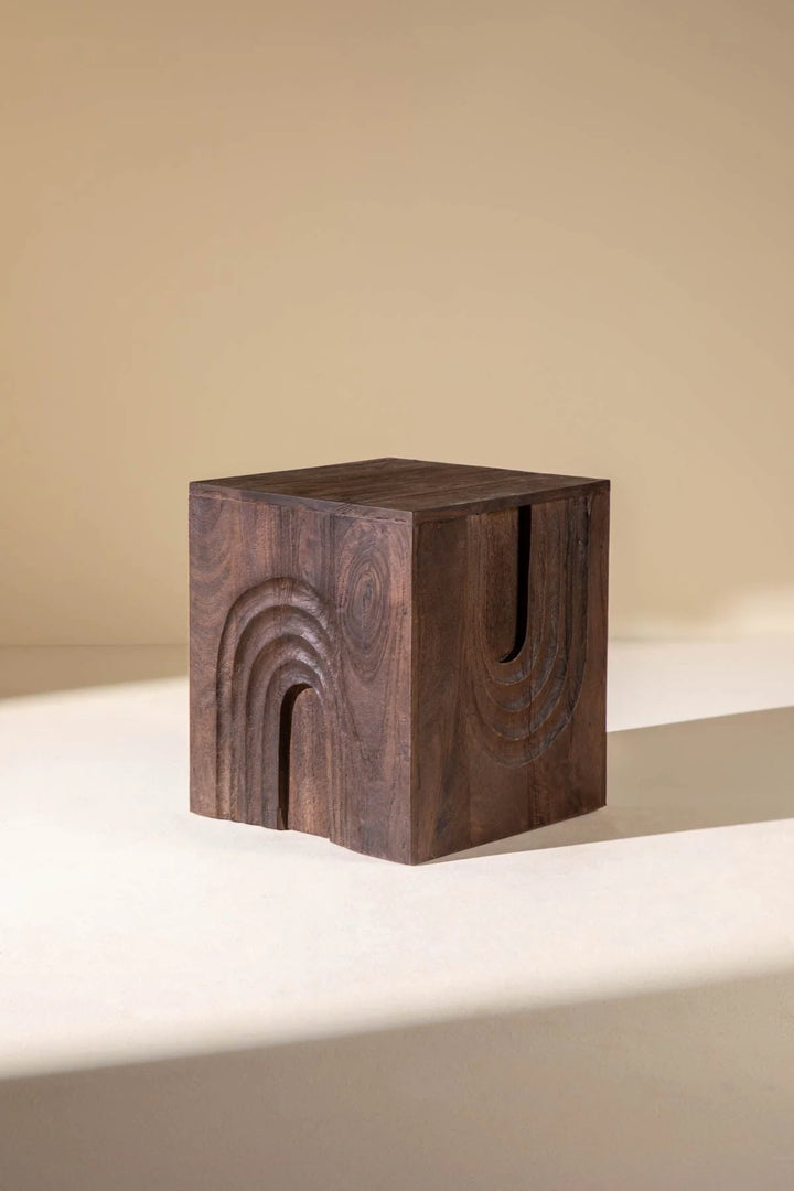 TimberVault Carved Side Table