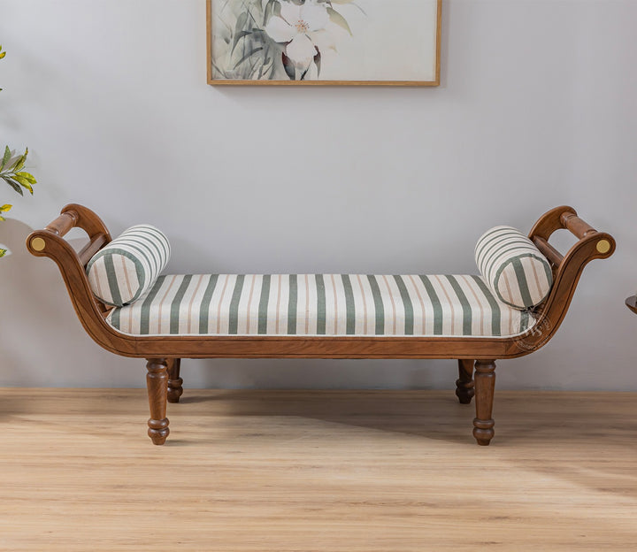 Virasat Sheesham Wood Sofa Bench With Cushioned Seat