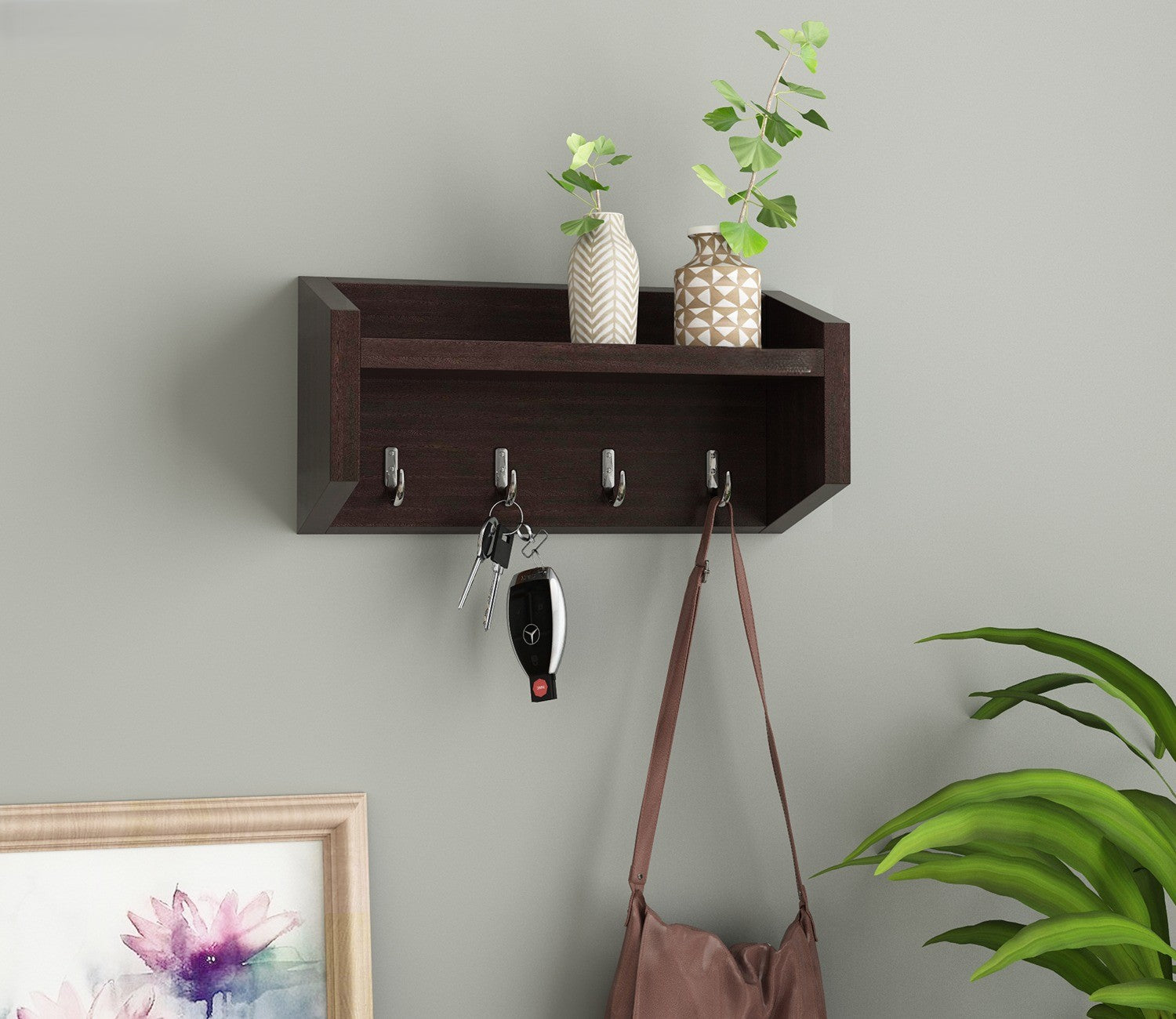 Alex Wall Shelf with Key Holders