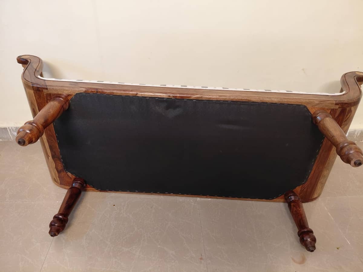 Virasat Sheesham Wood Sofa Bench With Cushioned Seat