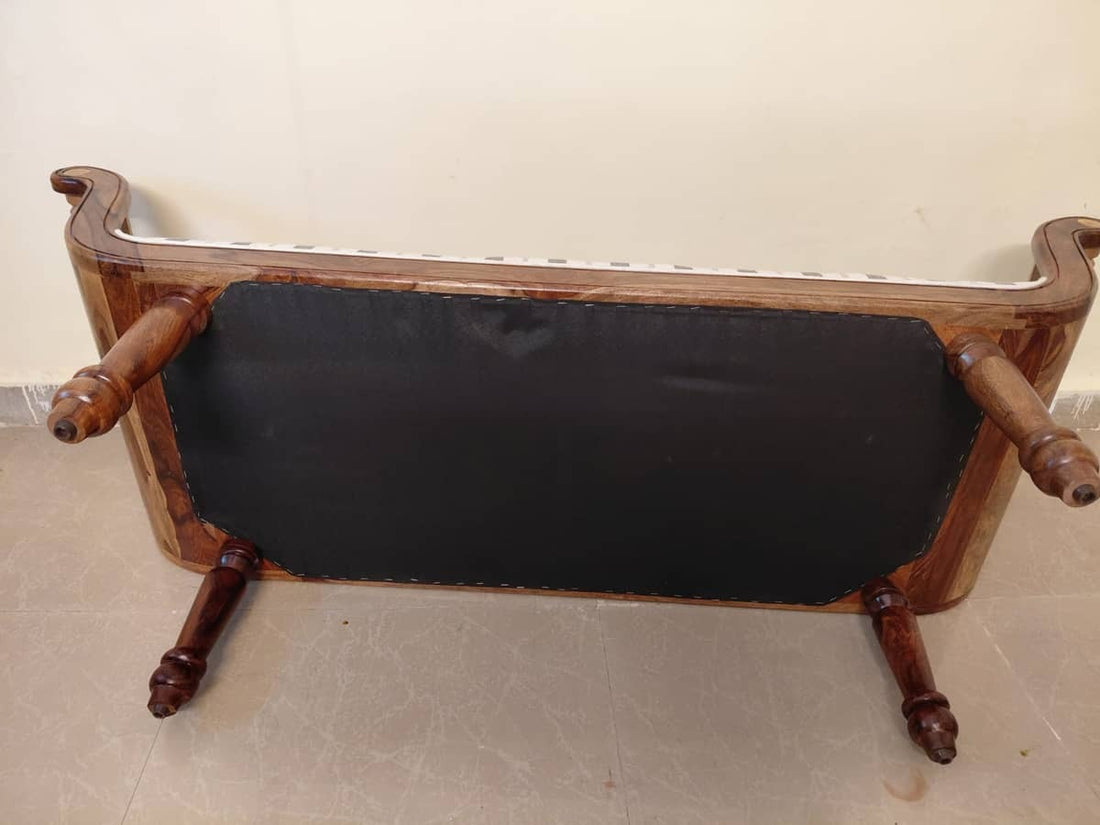 Virasat Sheesham Wood Sofa Bench With Cushioned Seat
