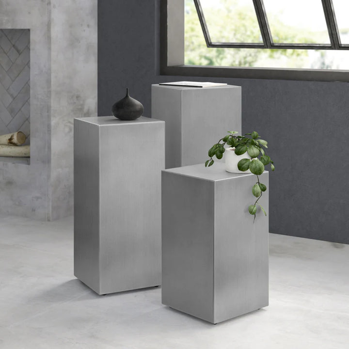 Alum Cube Pedestals End Table