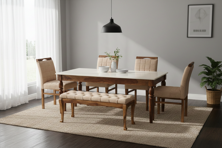 Ivory Crest Dining Set: A Harmonious Blend of Comfort & Craft