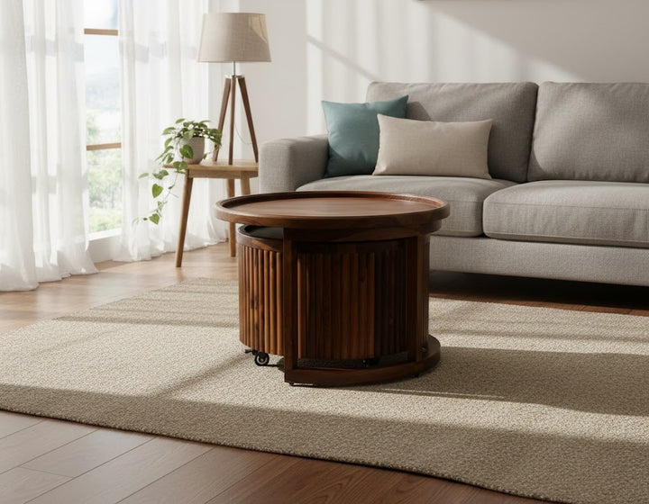 Walnut Orbit Coffee Table: A Sculptural Blend of Function & Form