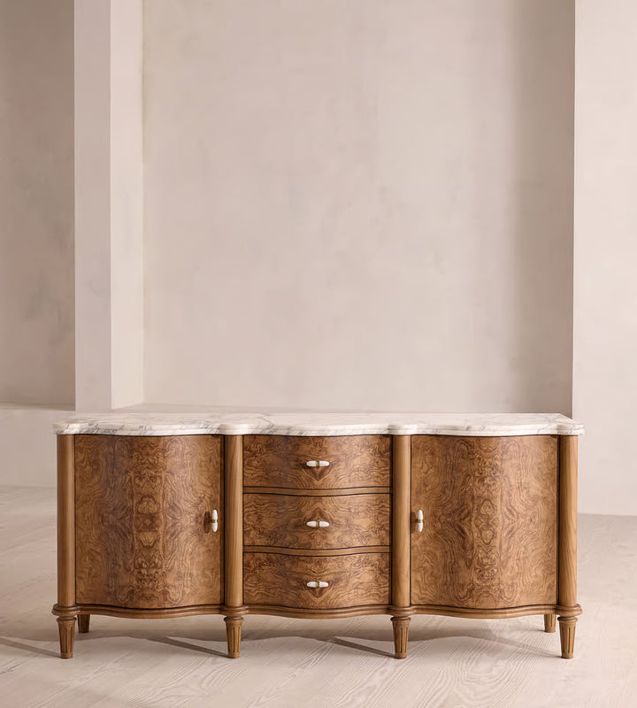 Burlwood Marble Console Sideboard