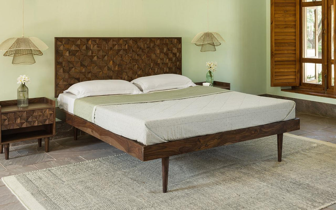 ArtisanGrid Solid Wood Bed