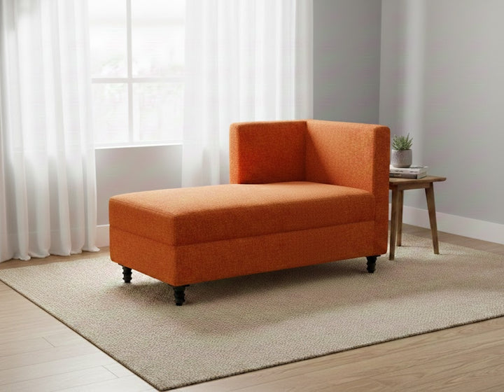 Orange Upholstered Chaise Lounge Sofa: Single-Side Relaxation Seating